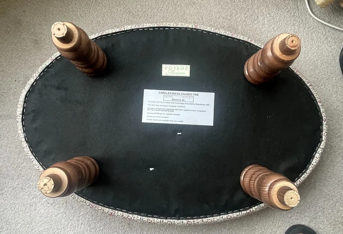 Oval Upholstered Ottoman / Footstool - Image 4