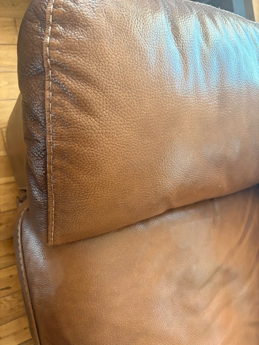 Genuine Harvey Norman brown leather couch - Image 3