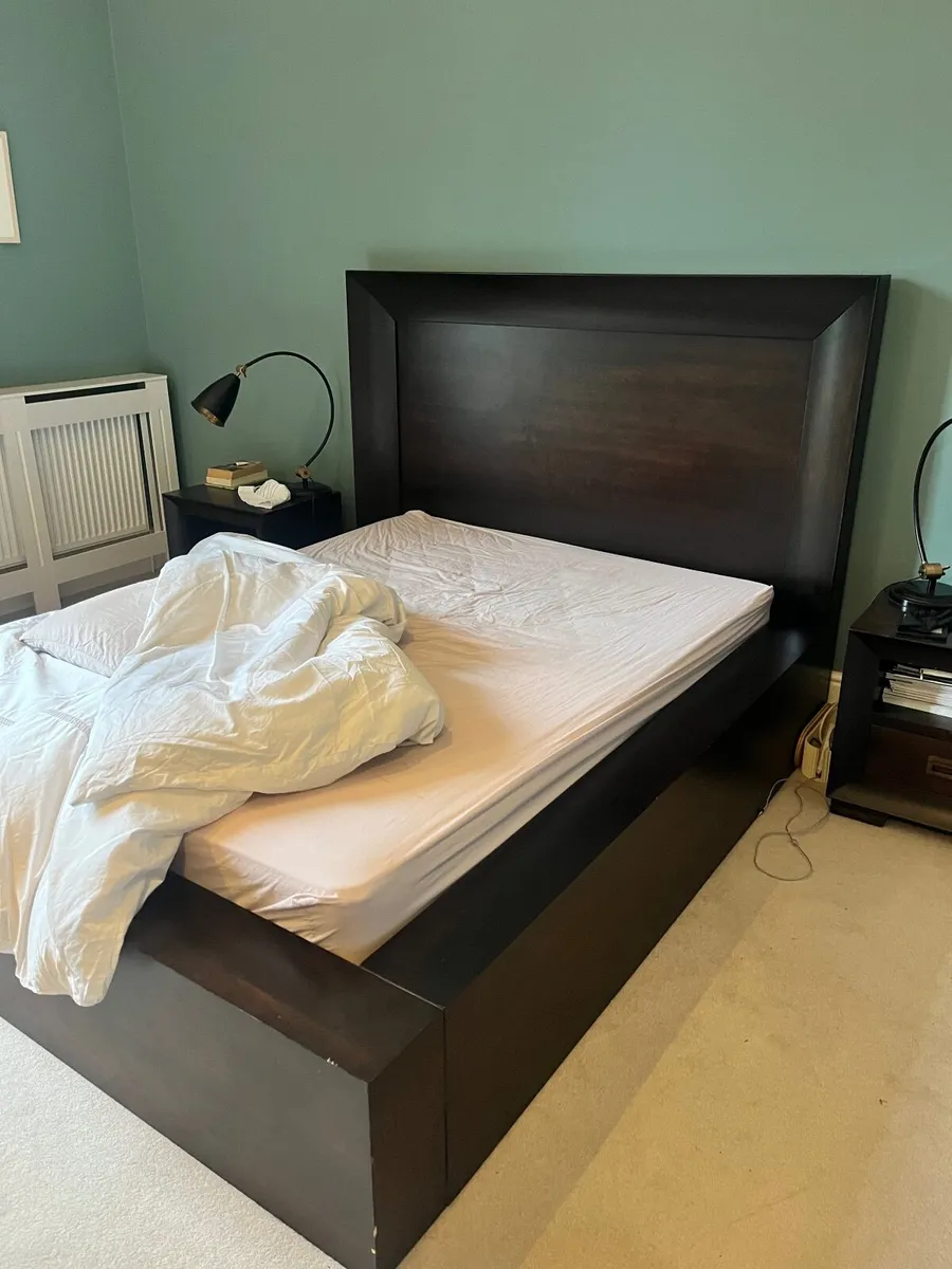 Wooden headboard and bed frame - Image 3