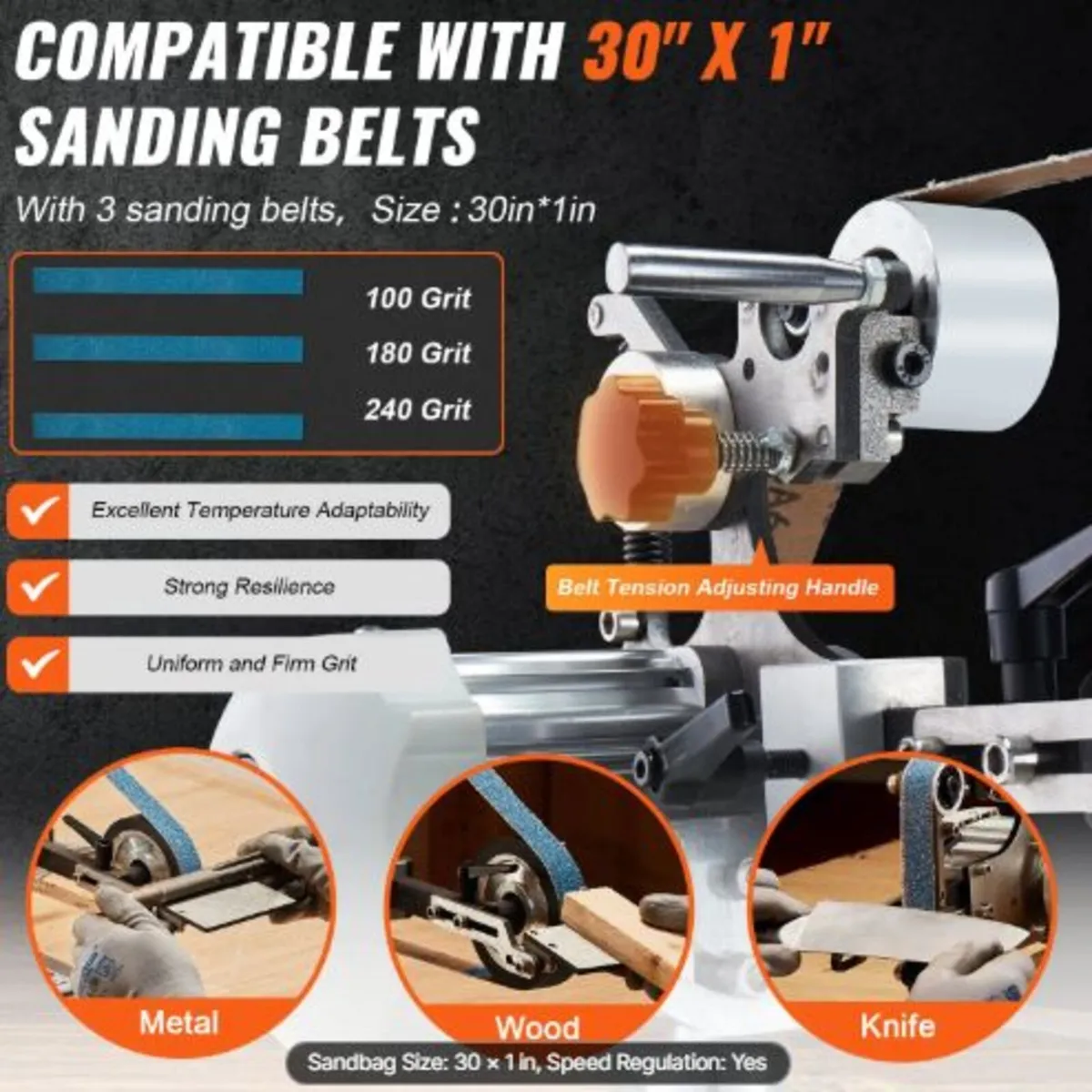 Belt Grinder Sander, 30 x 1-Inch Variable Speed - Image 3