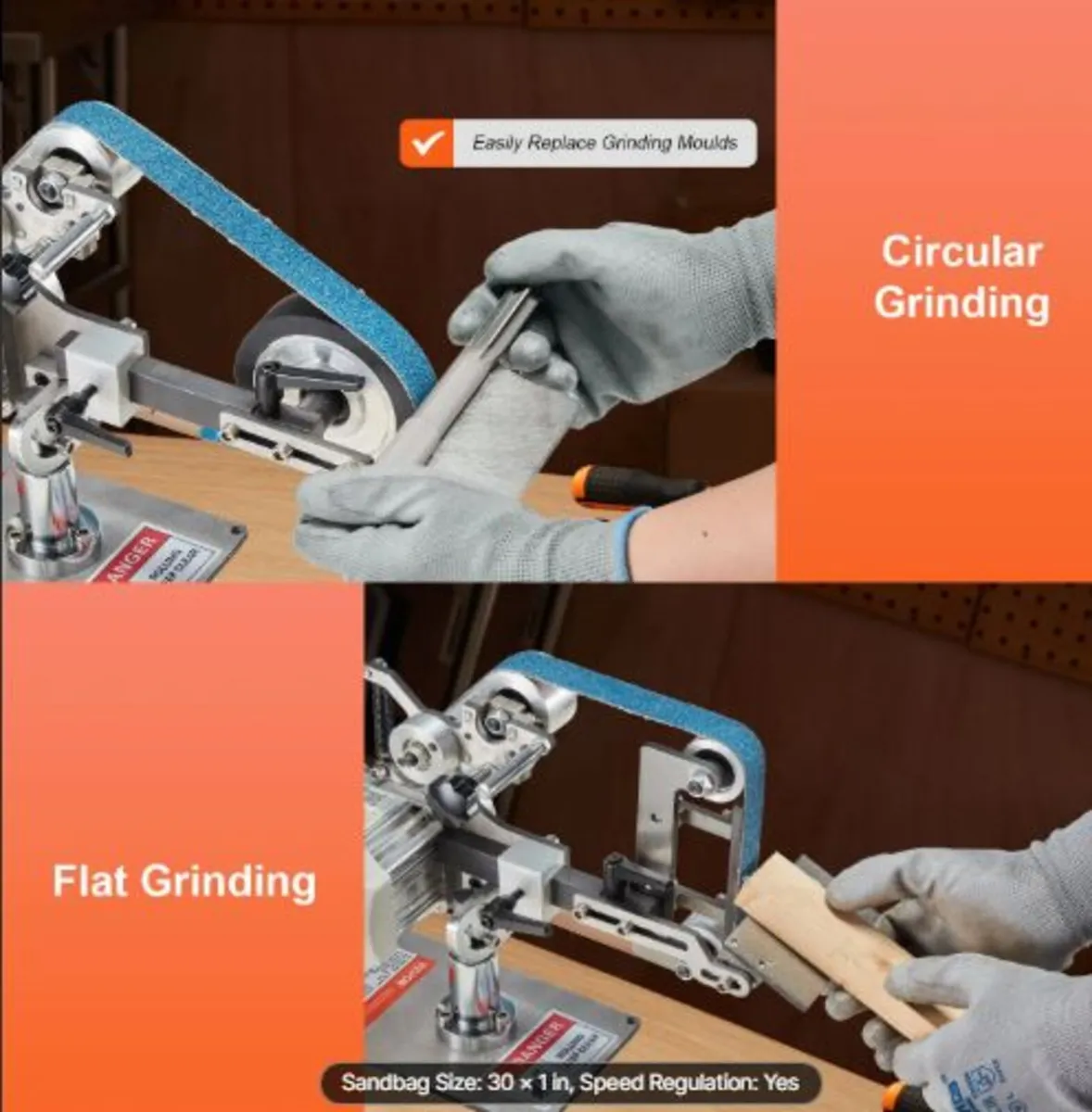 Belt Grinder Sander, 30 x 1-Inch Variable Speed - Image 4
