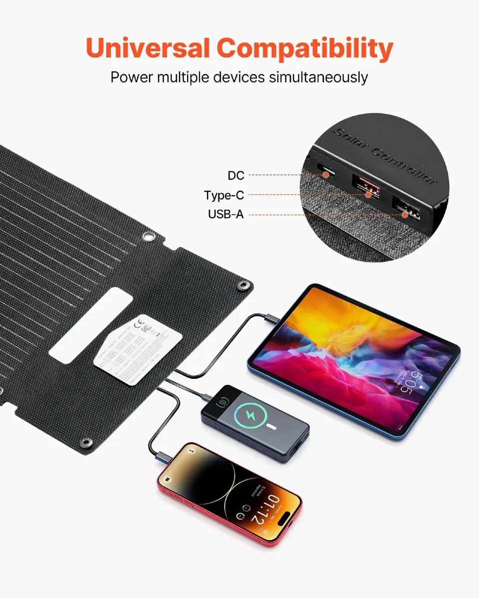 30W Foldable Solar Panel Charger, 16BB N-Type Mono - Image 3
