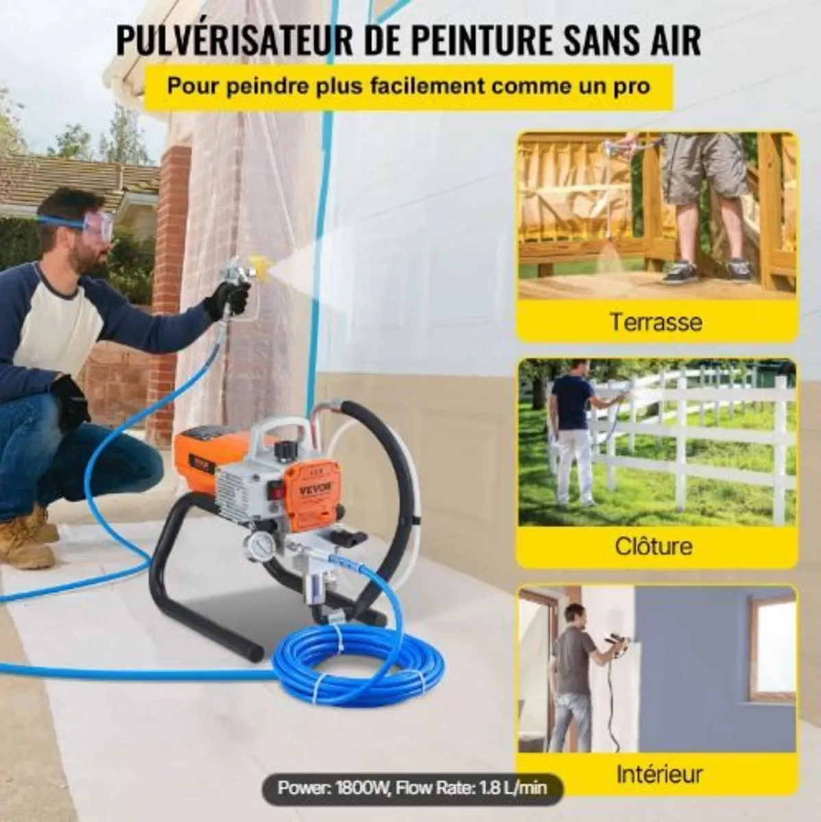 Pro Airless Wall Paint Sprayer, 1800W - Image 3
