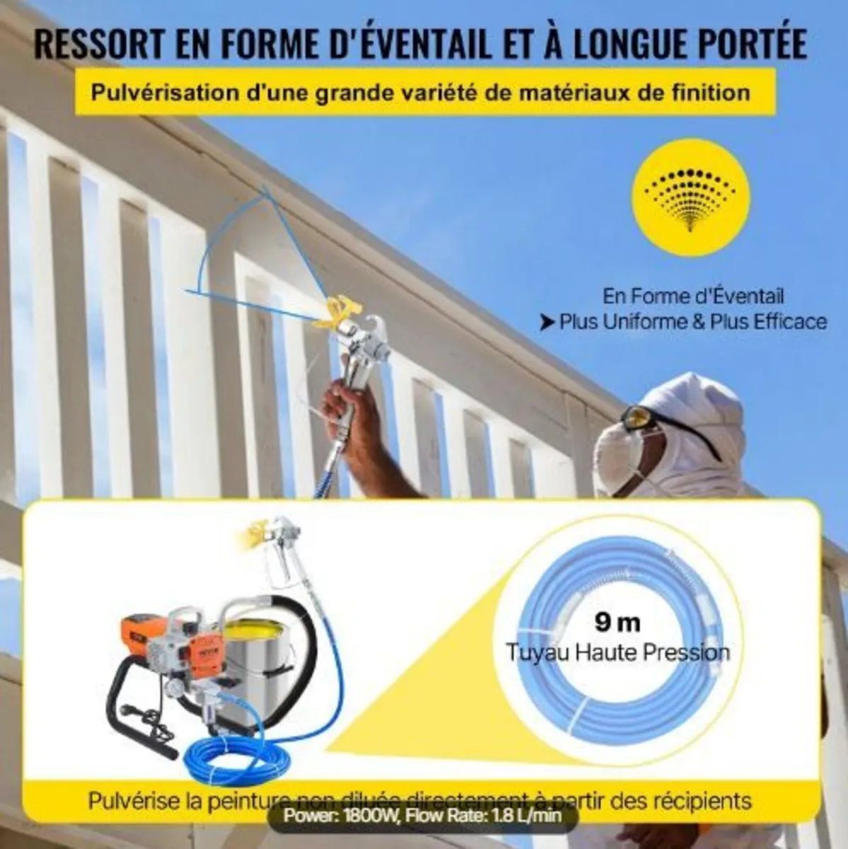 Pro Airless Wall Paint Sprayer, 1800W - Image 2
