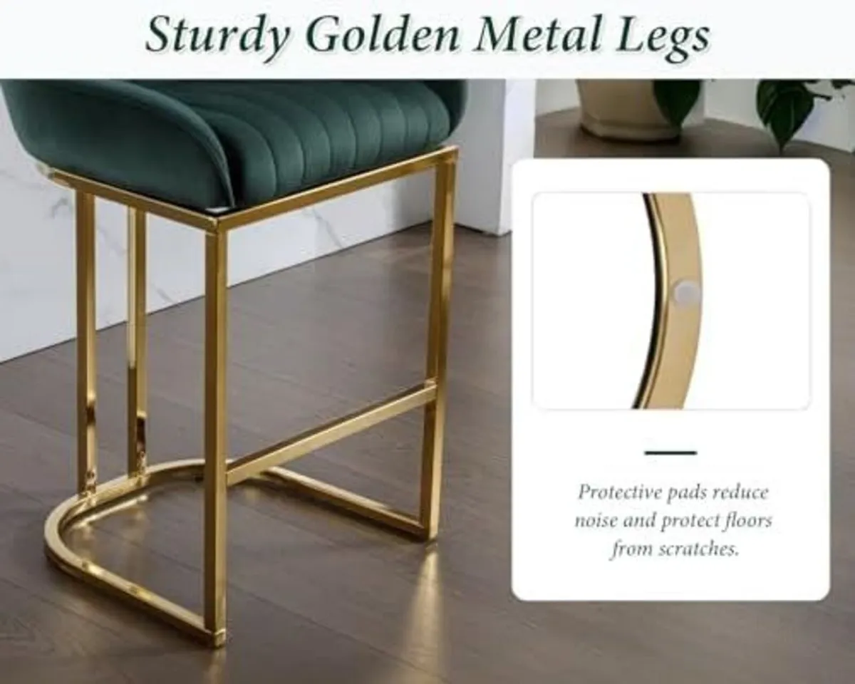 Luxury Velvet Bar Chairs Set Cushioned Breakfast S - Image 3