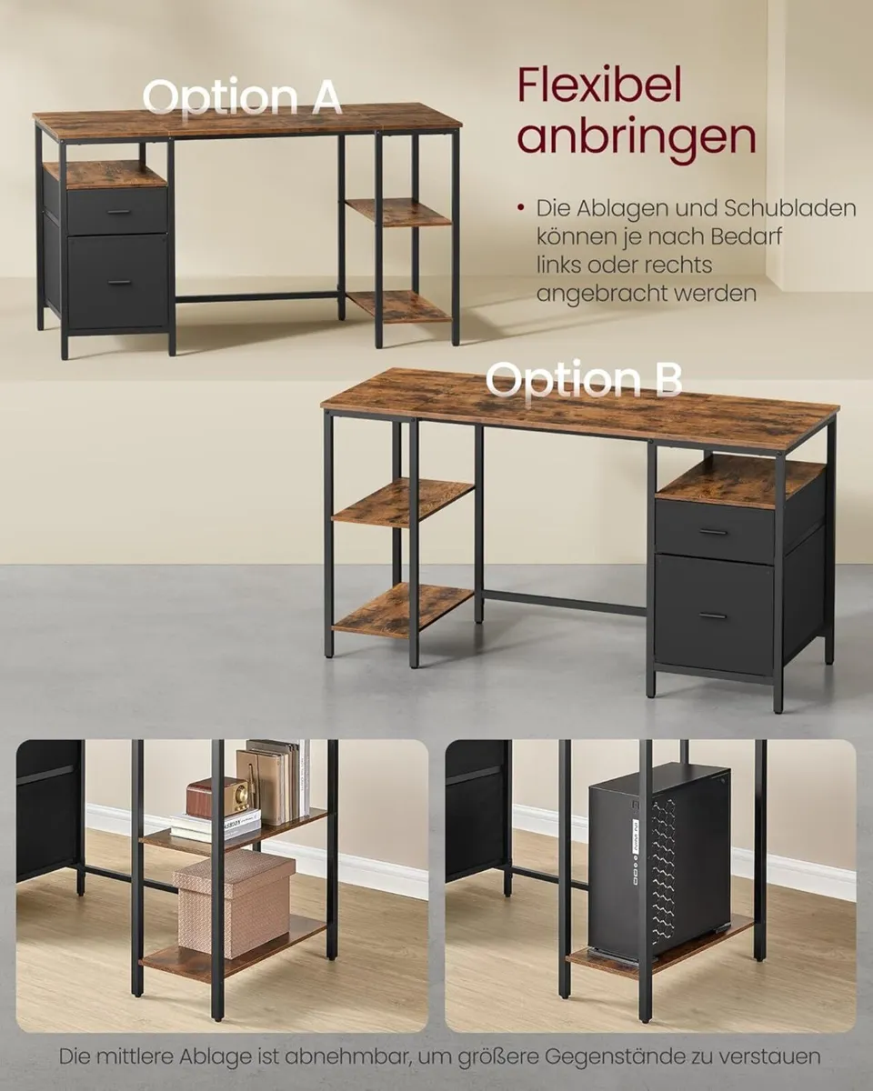 Computer Desk Office Desk  with 3 Shelves 2 Drawer - Image 3