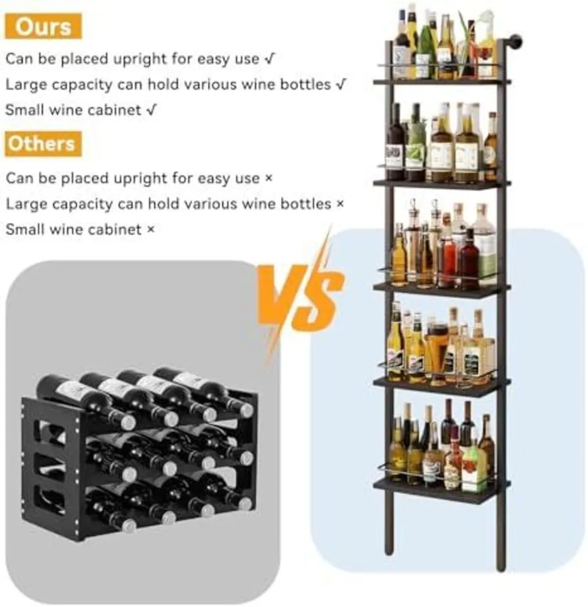 5 Tier Freestanding Wine Racks Liquor Bottle Displ - Image 4