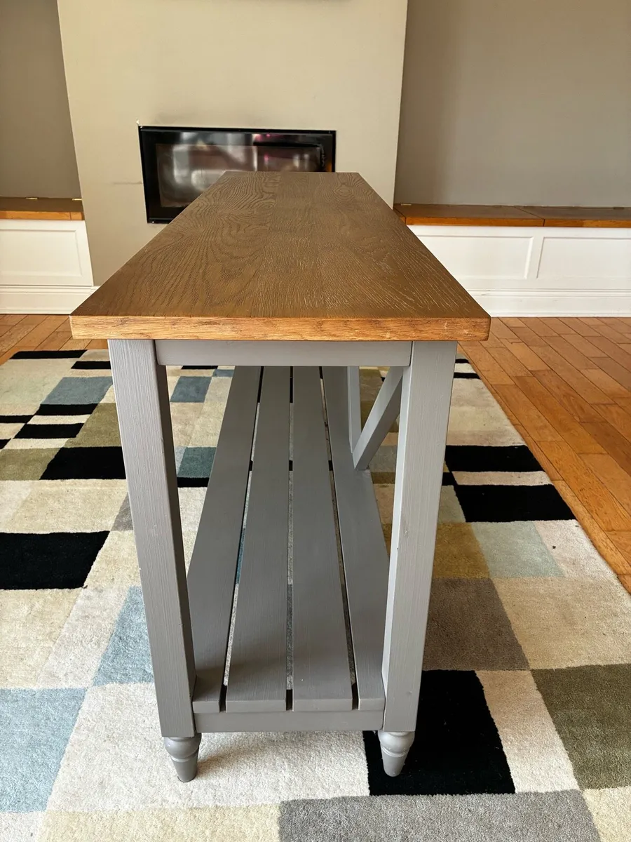 Solid Oak & Grey painted Console table - 160cm - Image 3