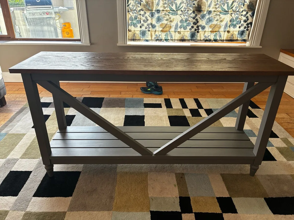 Solid Oak & Grey painted Console table - 160cm - Image 4