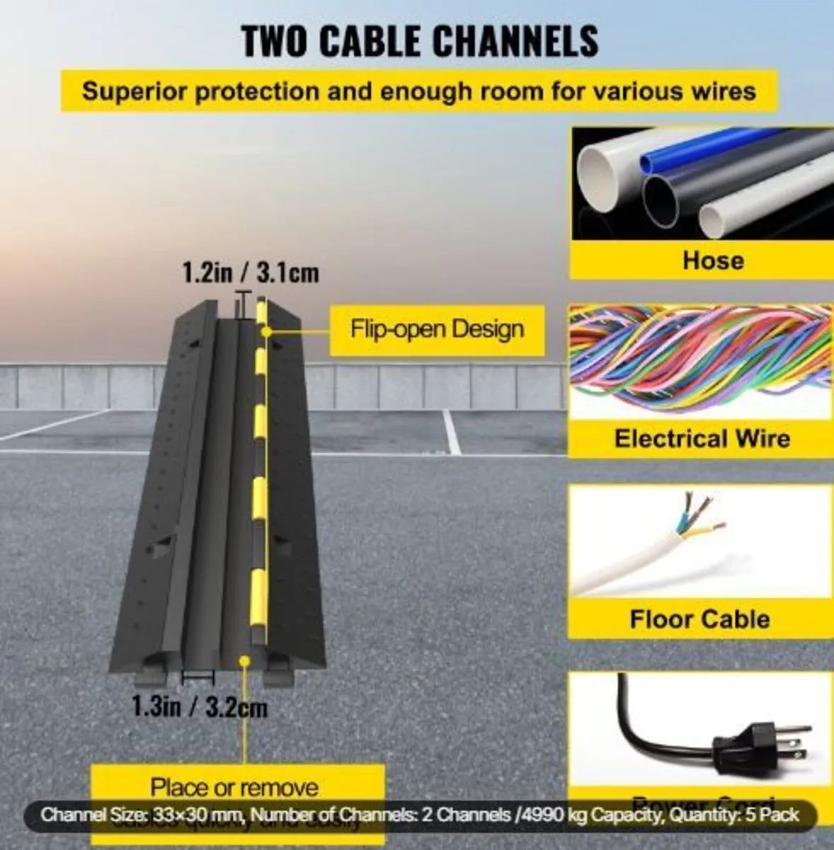 Cable Protector Ramp 101x24.5x5 cm , 5 Packs 2 - Image 2