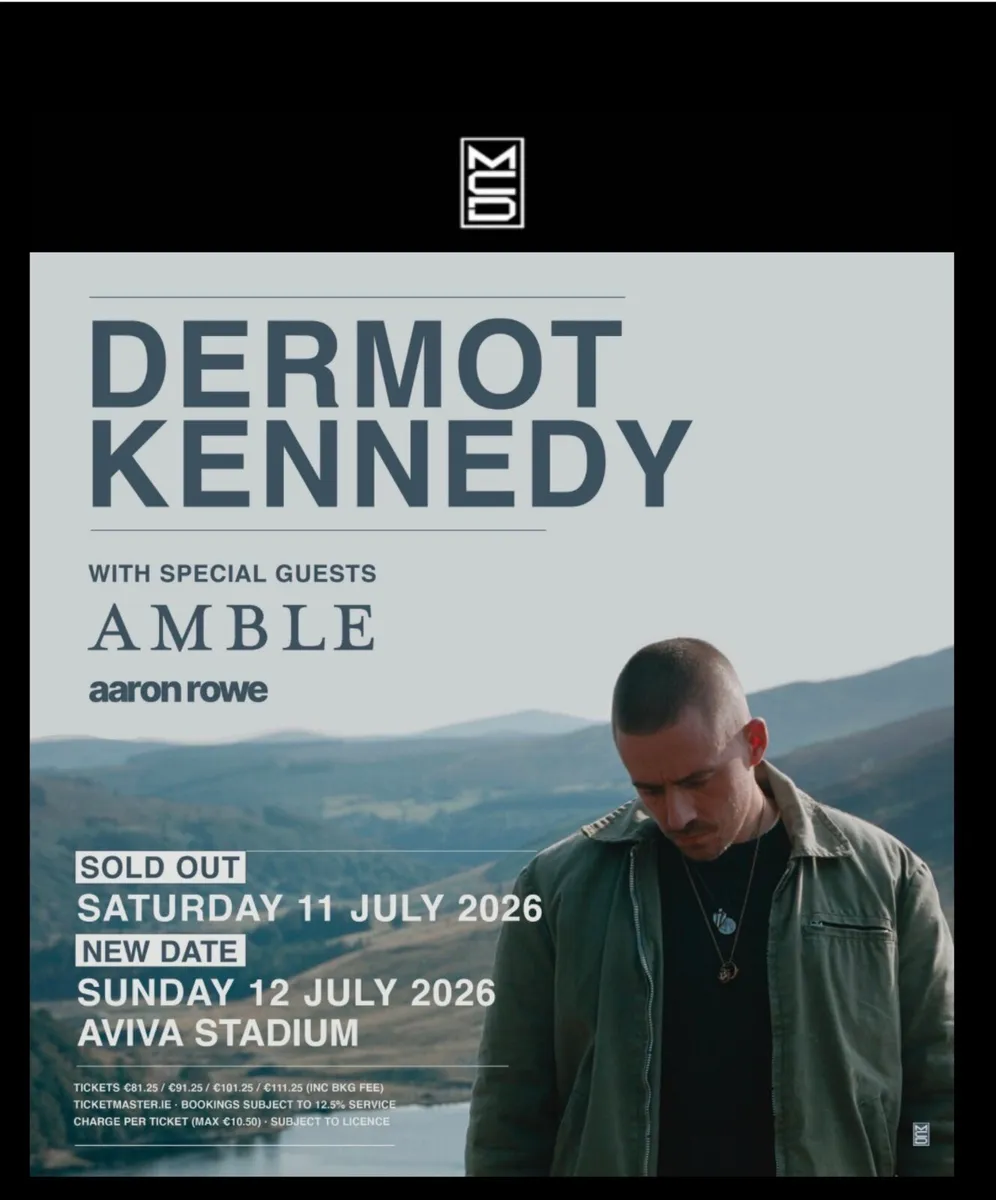 Dermot Kennedy Aviva standing tickets Sunday 12th