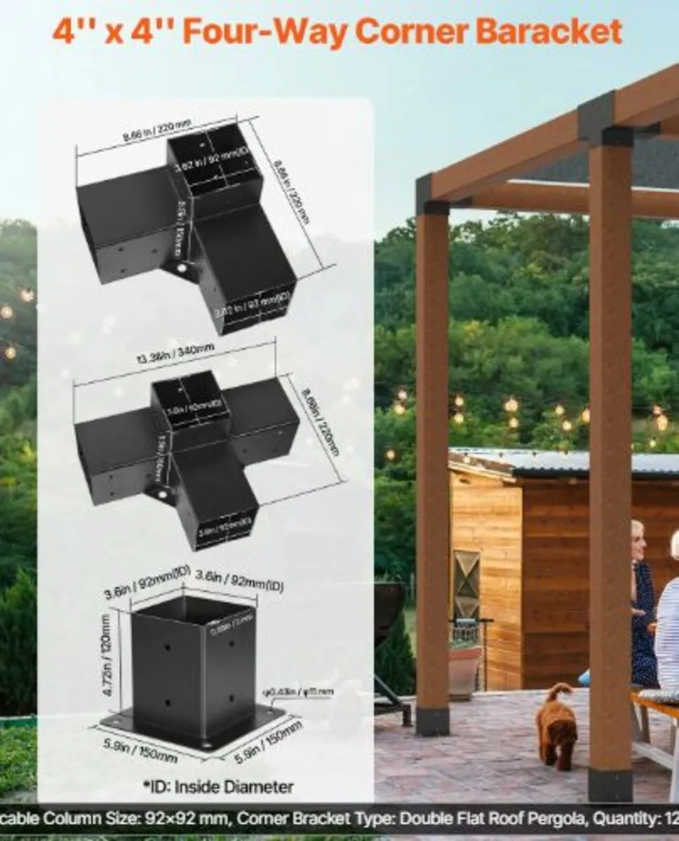 Pergola Kit,4x4 Inch Pergola Brackets for 92 x92mm - Image 3