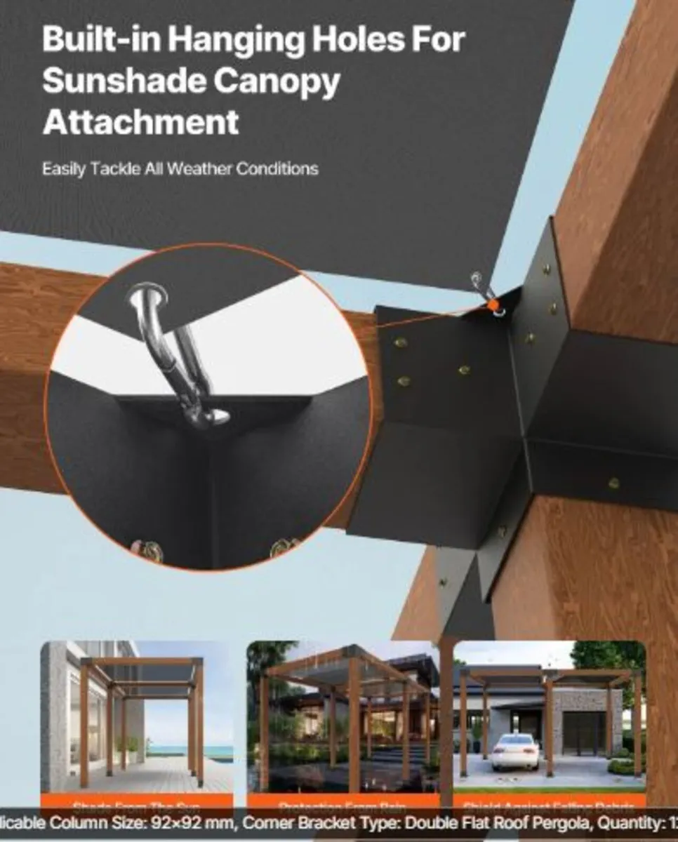 Pergola Kit,4x4 Inch Pergola Brackets for 92 x92mm - Image 4