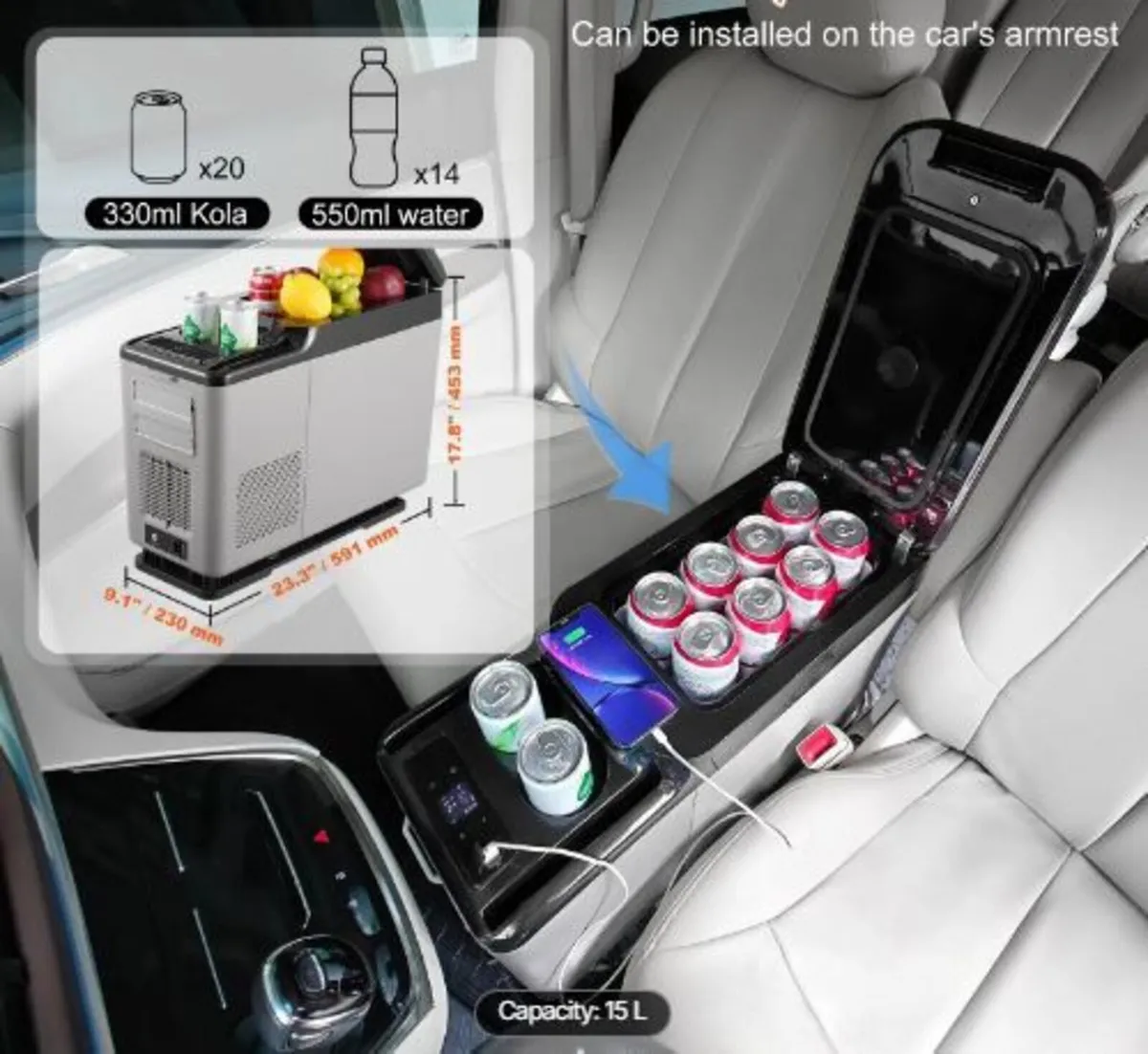 Car Refrigerator, 12 Volt Car Armrest - Image 3