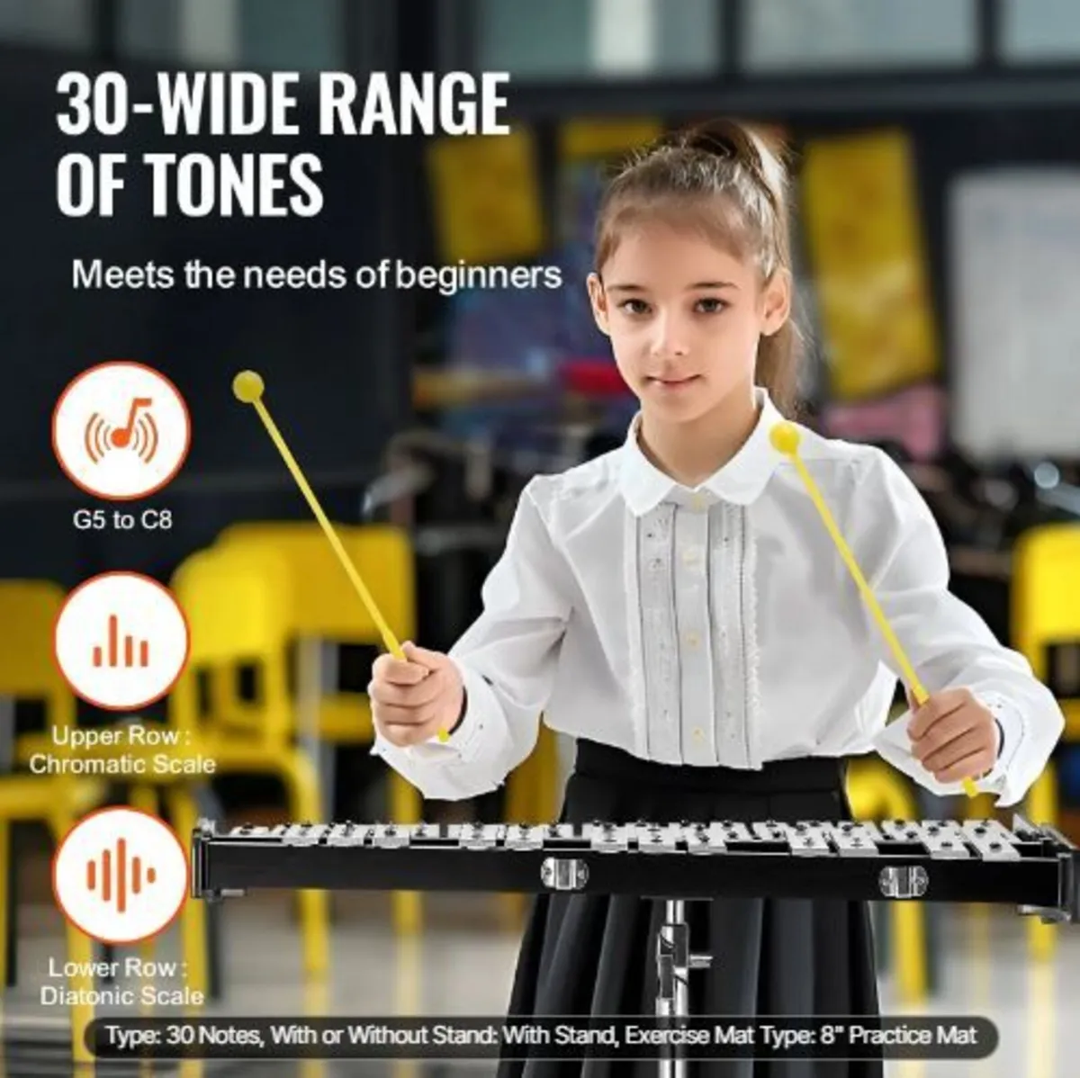 30 Note Glockenspiel Xylophone Bell Kit - Image 1