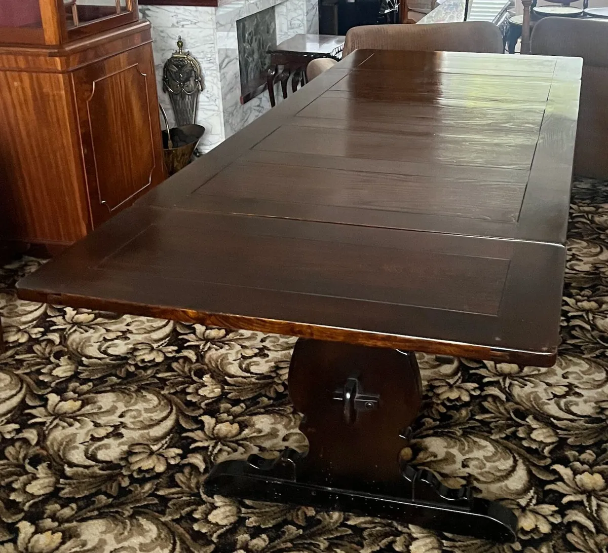 Dark Oak Extendable Refectory Dining Table - Image 1