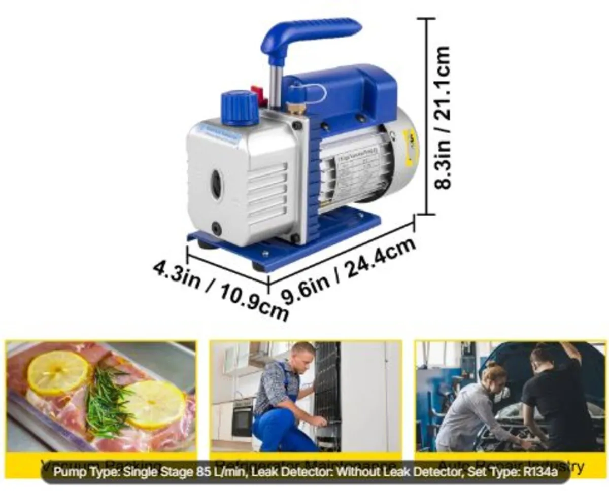 3CFM 1/4HP Refrigerant Vacuum Pump Kit, 85 L/min - Image 3