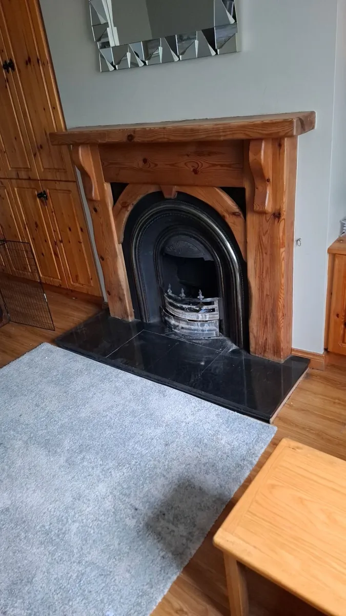 Pine fireplace surround and cast iron insert - Image 1