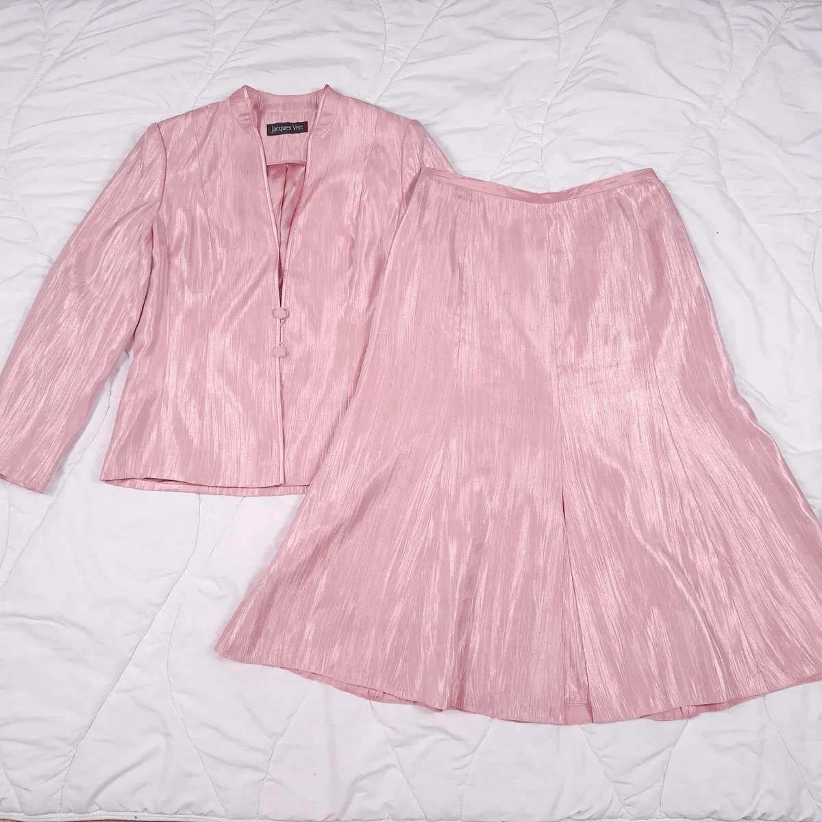 Jacques Vert Pink Metallic Shimmer Blazer 12UK - Image 3