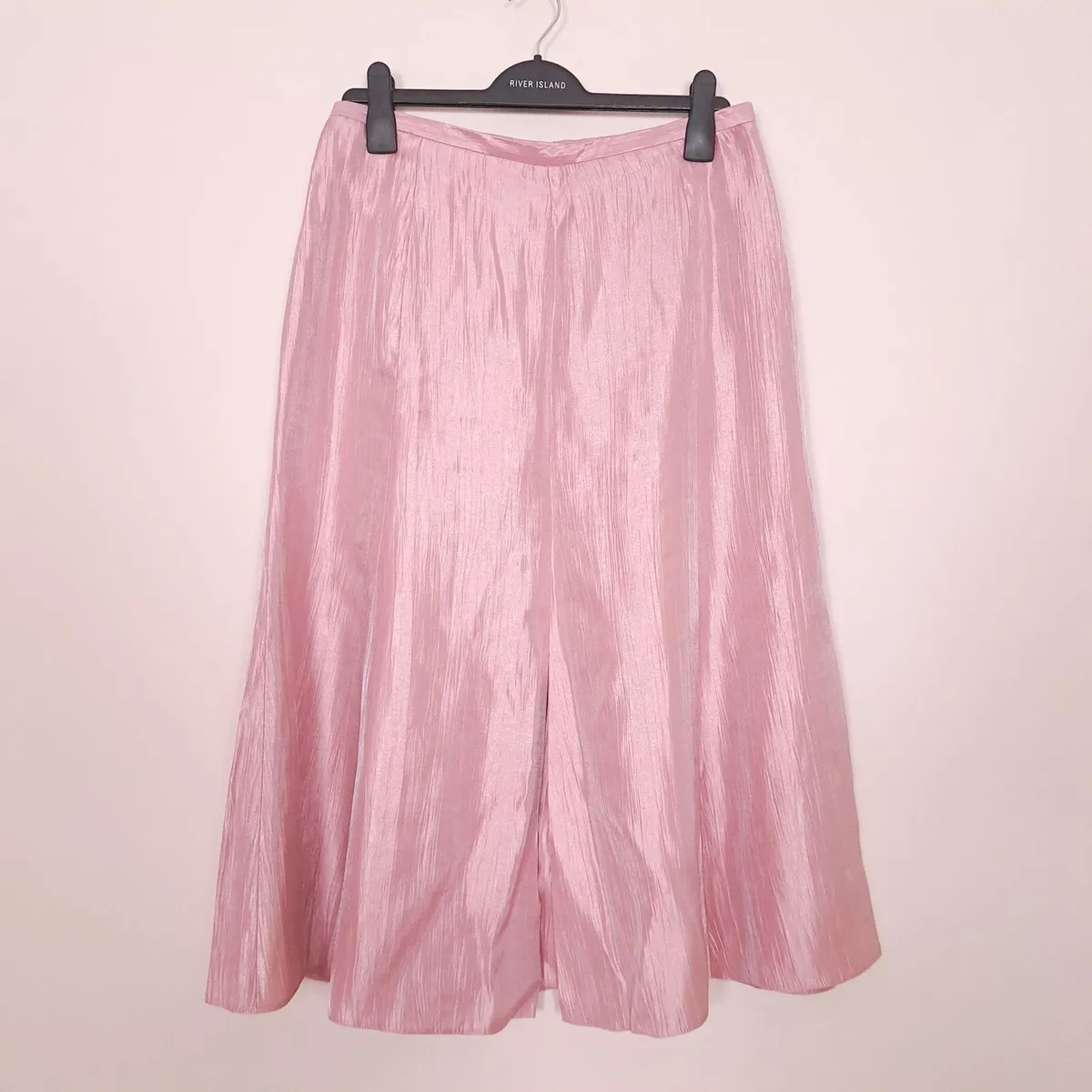 Jacques Vert Pink Metallic Shimmer Midi Skirt 12UK - Image 1