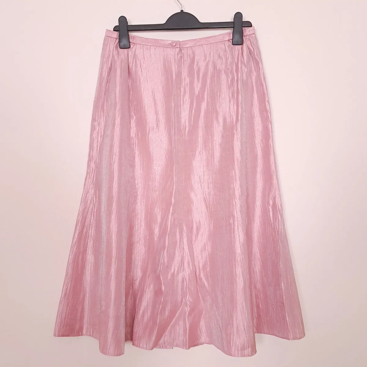 Jacques Vert Pink Metallic Shimmer Midi Skirt 12UK - Image 4