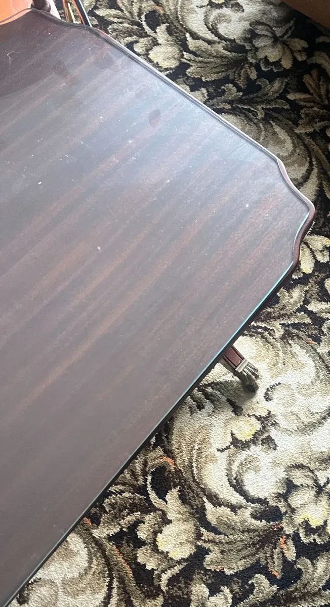 Regency Style Lyre-Leg Coffee Table with Glass Top - Image 3