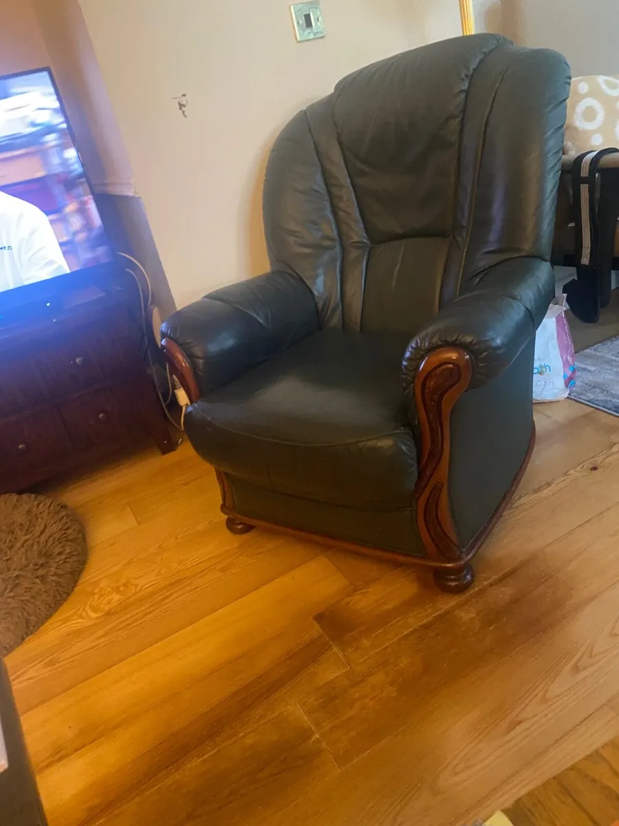 a pair of Italian leather armchairs - Image 1