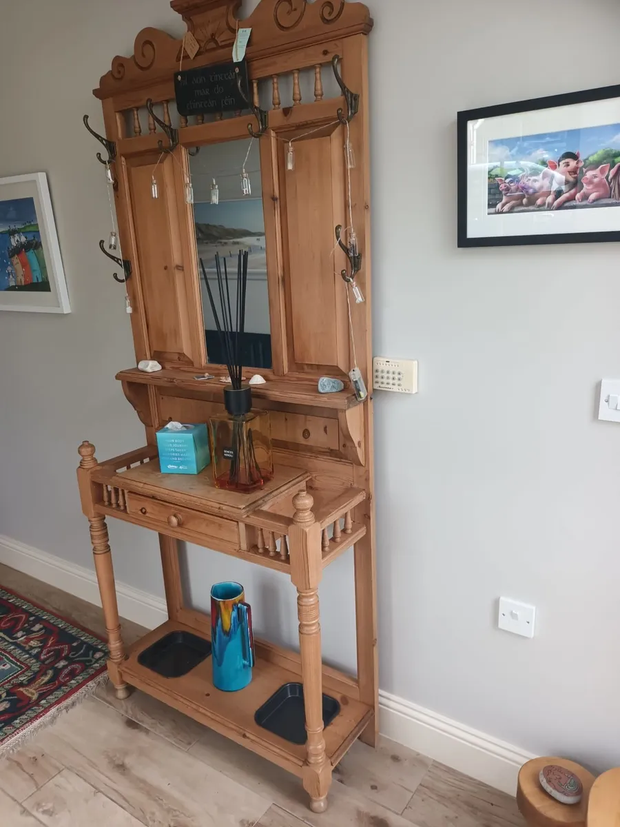 Hall stand antique style waxed quality  pine - Image 1