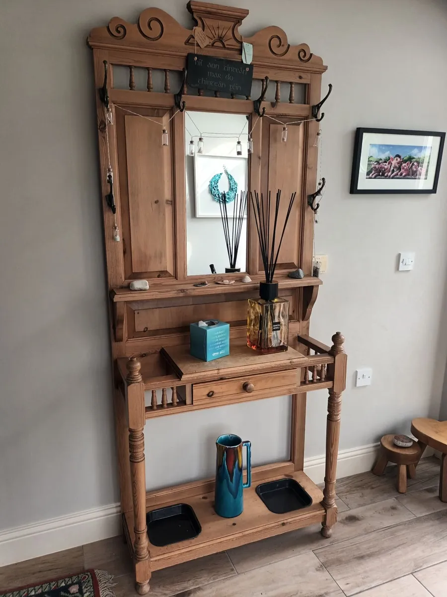 Hall stand antique style waxed quality  pine - Image 2