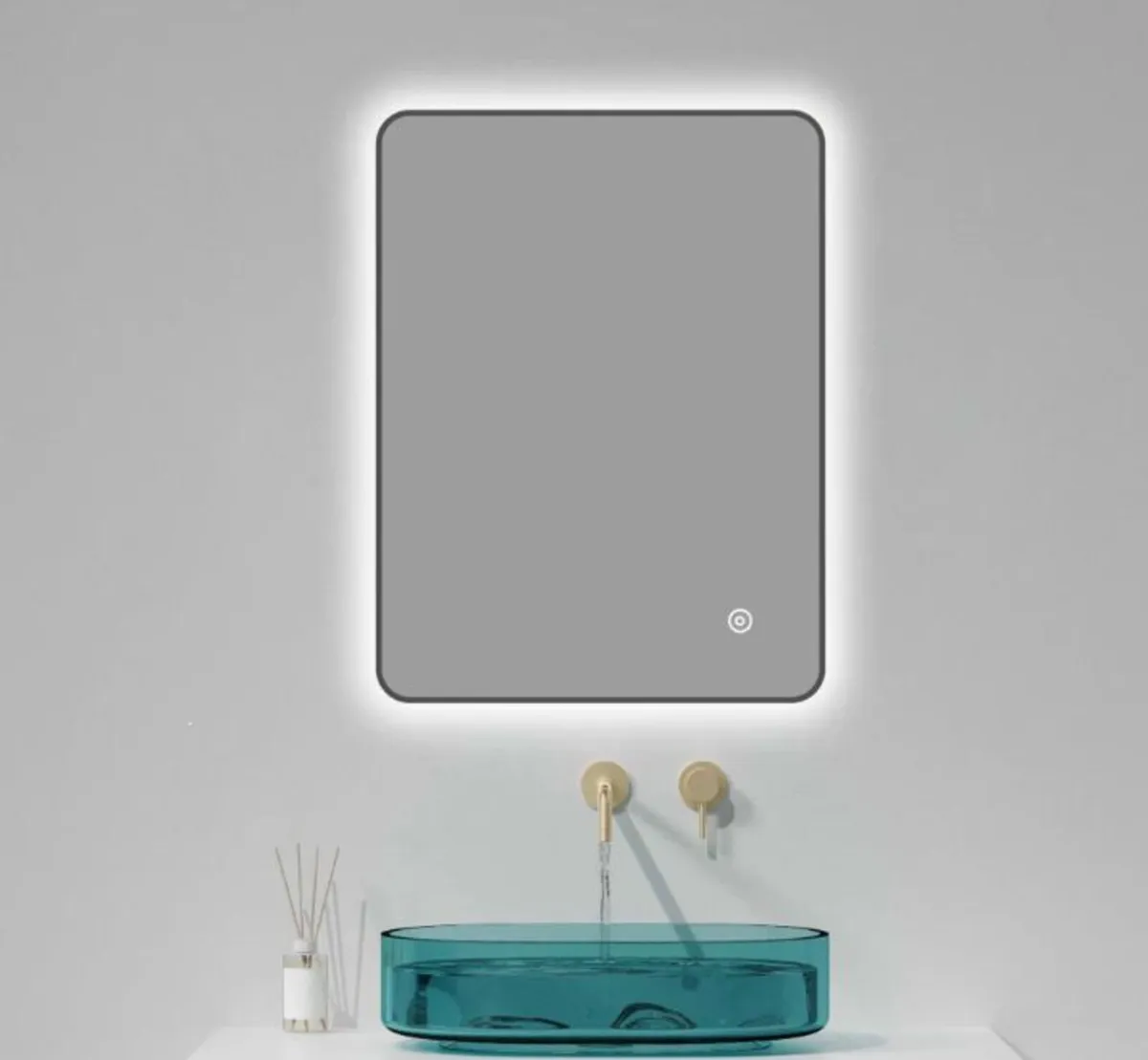 Gun Metal Frame 800 x 600mm Backlit Mirro