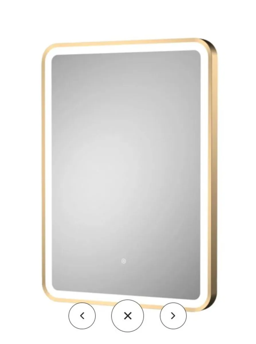 Reed 700 x 500mm LED Mirror - Brushed Brass - Image 2