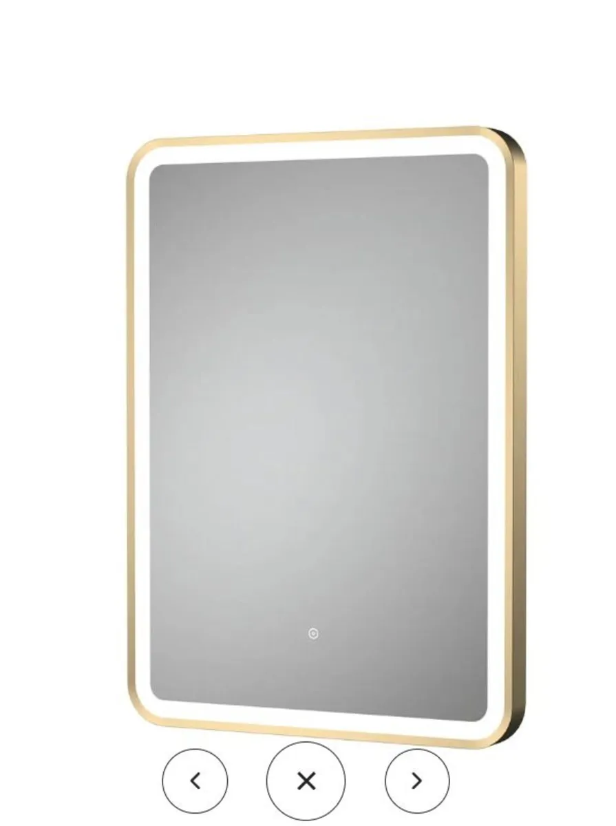 Reed 700 x 500mm LED Mirror - Brushed Brass - Image 1