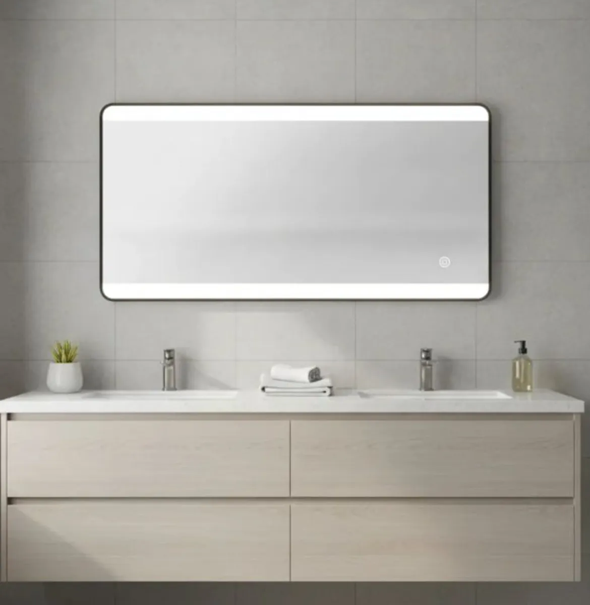 Noir Frosted Frame 1200mm x 600mm Backlit Mirror - Image 1
