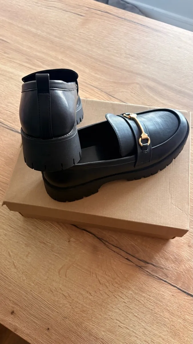 Wide Fit Chunky T Bar Loafers - Image 1