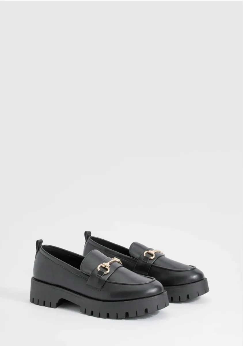 Wide Fit Chunky T Bar Loafers - Image 3