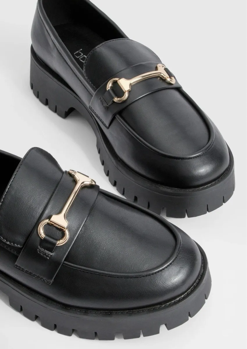 Wide Fit Chunky T Bar Loafers - Image 4