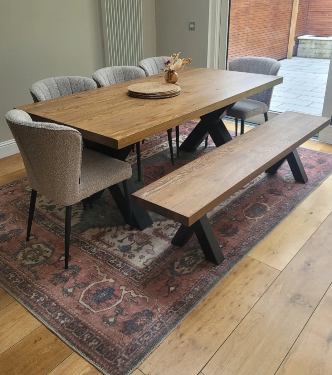 EZ Living Chestnut Oak Davos Dining Table & Bench