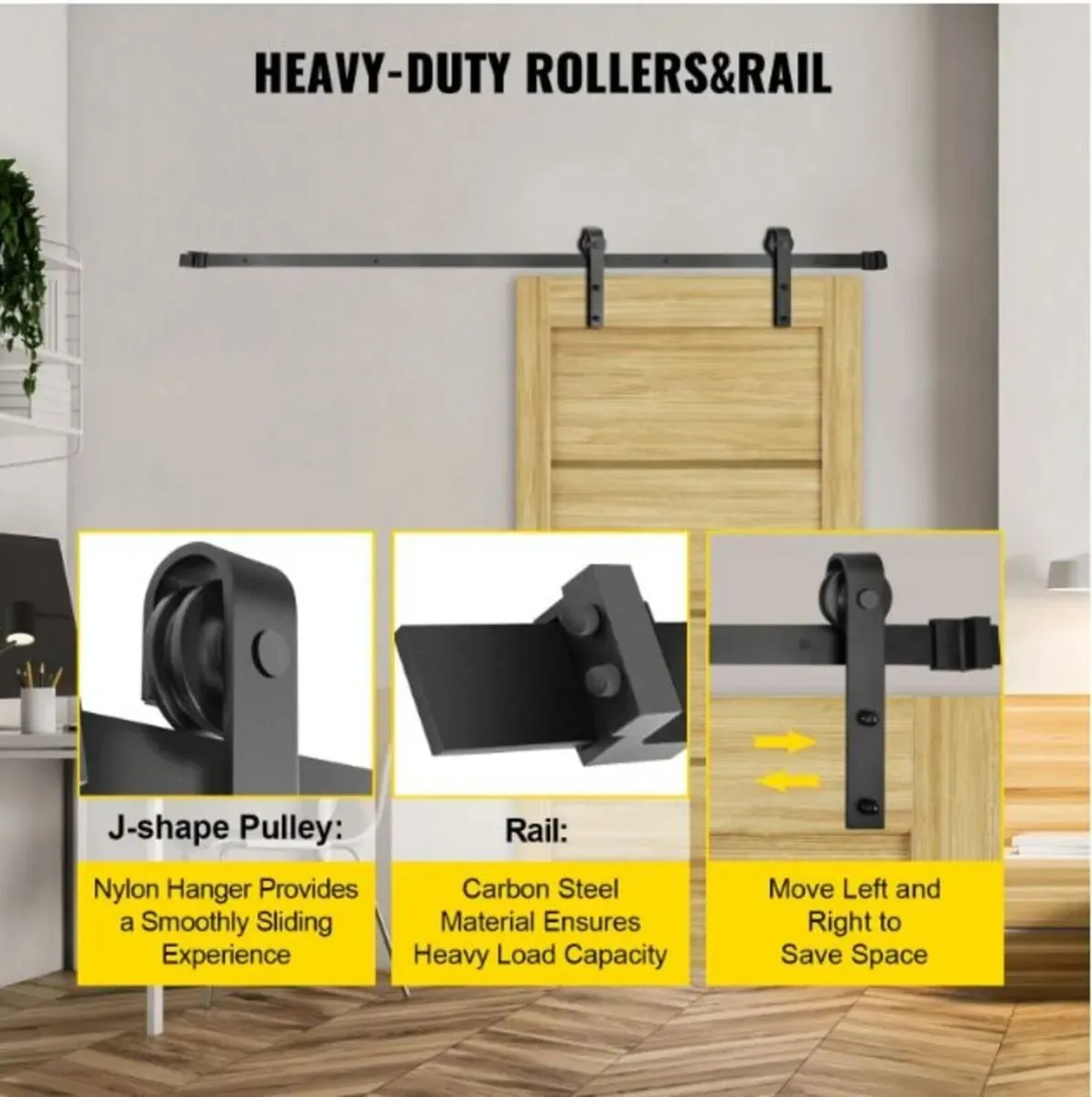 12FT Double Sliding Barn Door Hardware Kit - Image 4