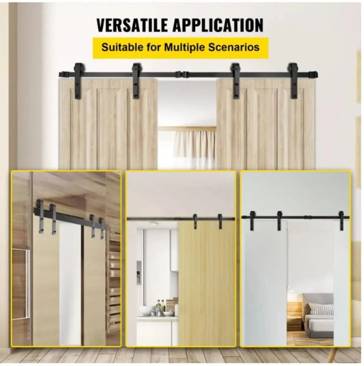 12FT Double Sliding Barn Door Hardware Kit - Image 1