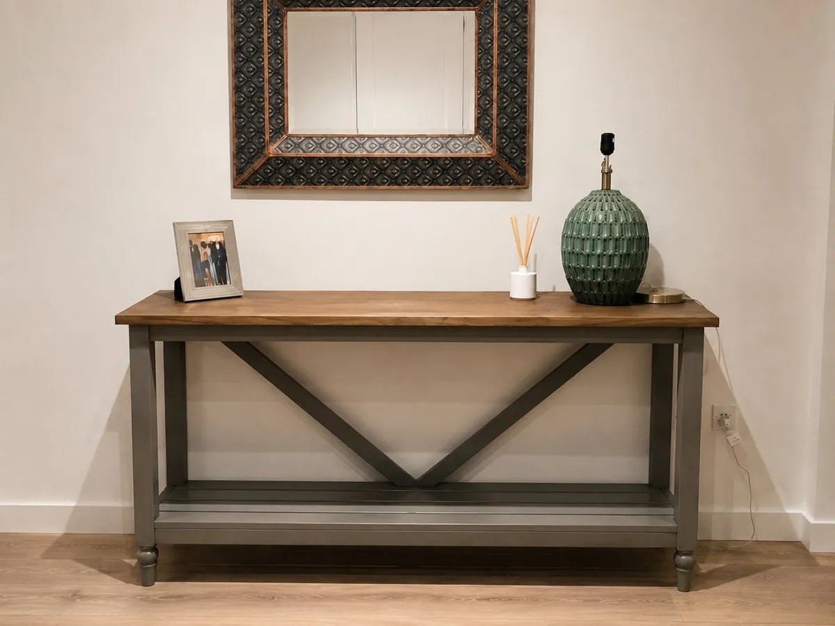 Vobe Cookham Trestle Grey Console Table - Image 1