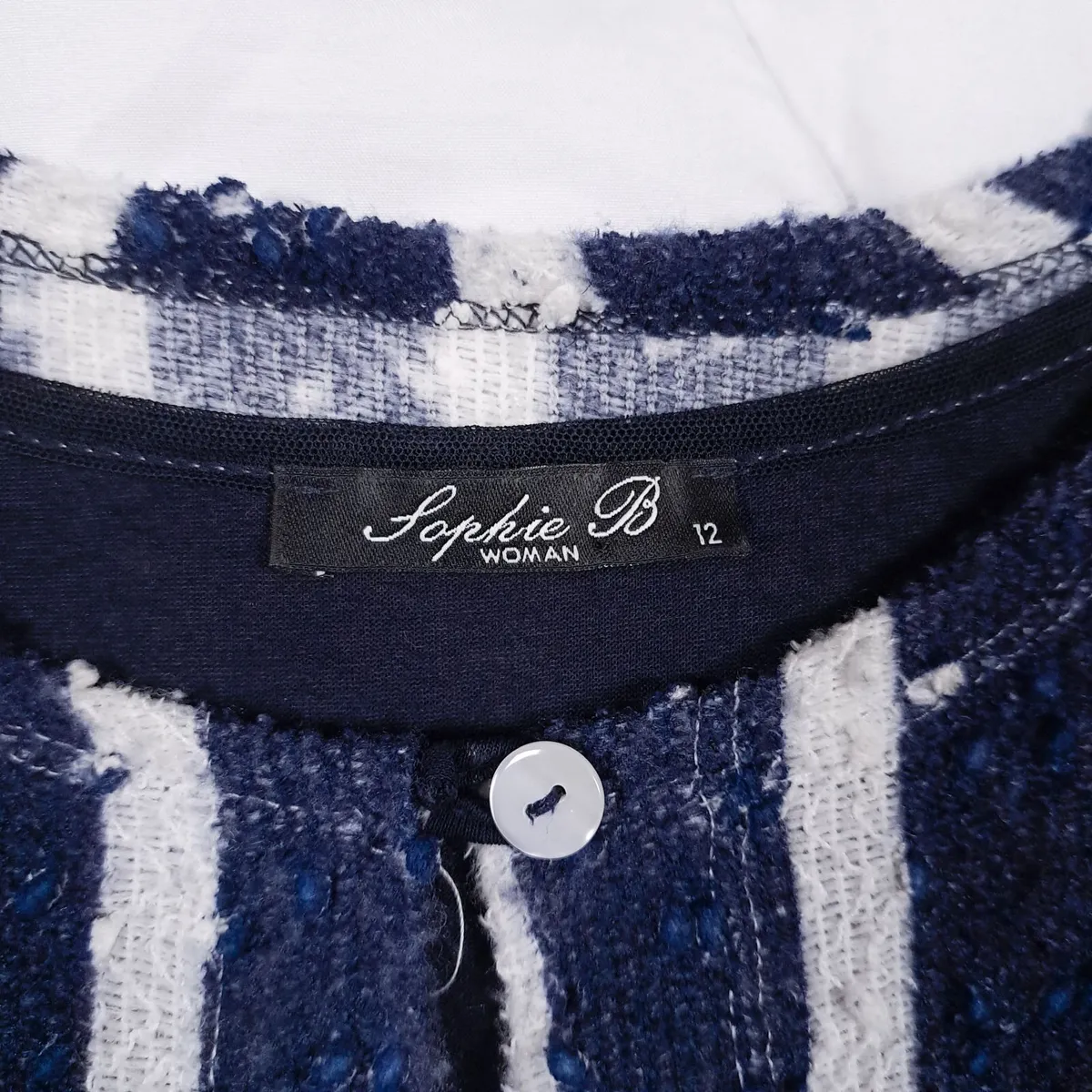 Sophie B Navy Bolero Cardigan Mesh Midi Dress 12UK - Image 3