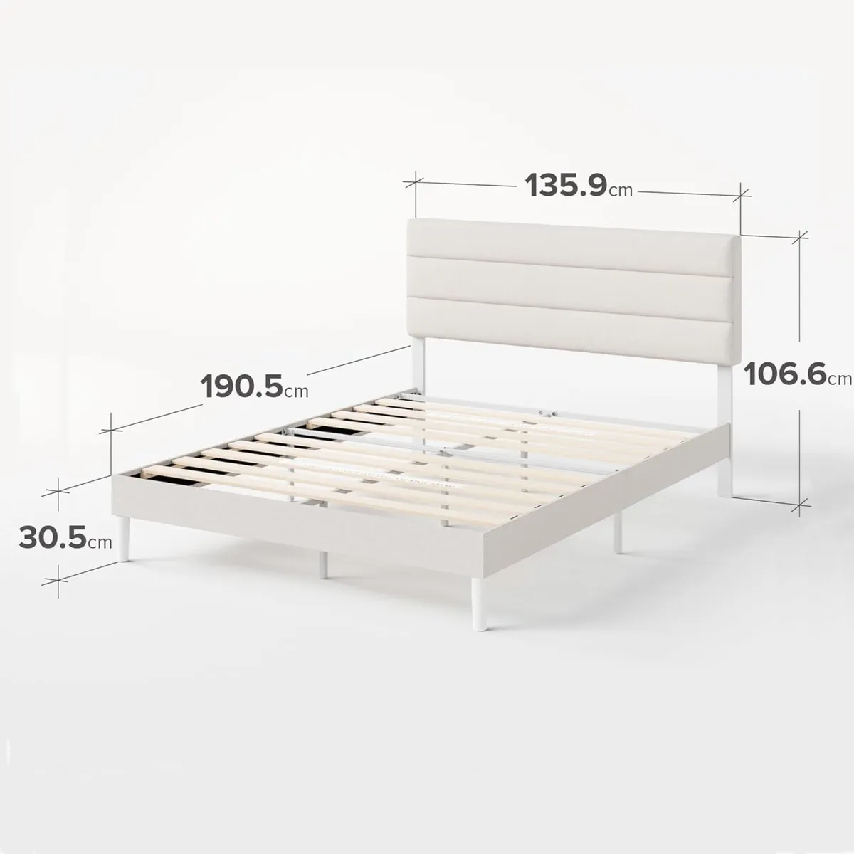 Upholstered Bed Frame with Headboard Fabric - Image 2