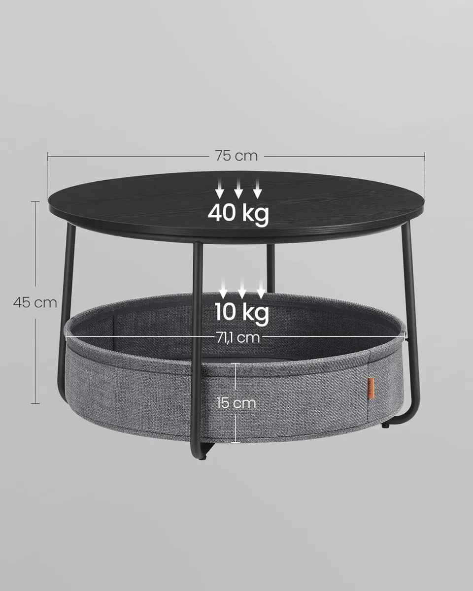 Round Coffee Table with Storage Space Side Living - Image 3