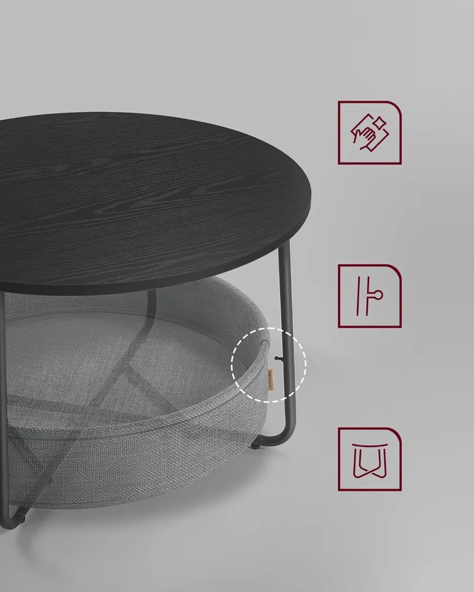 Round Coffee Table with Storage Space Side Living - Image 4
