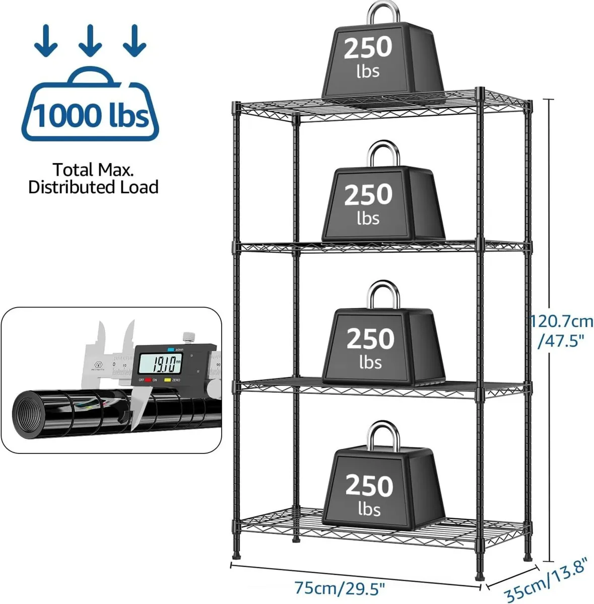 Storage Shelves 4 Tier - Image 3