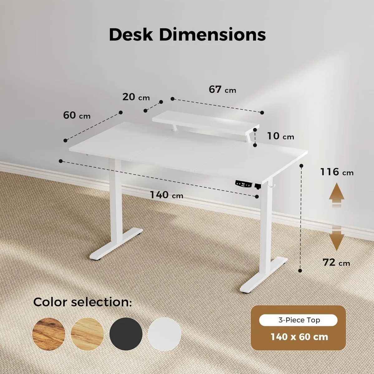 Electric Standing Desk with Movable Monitor Stand - Image 2