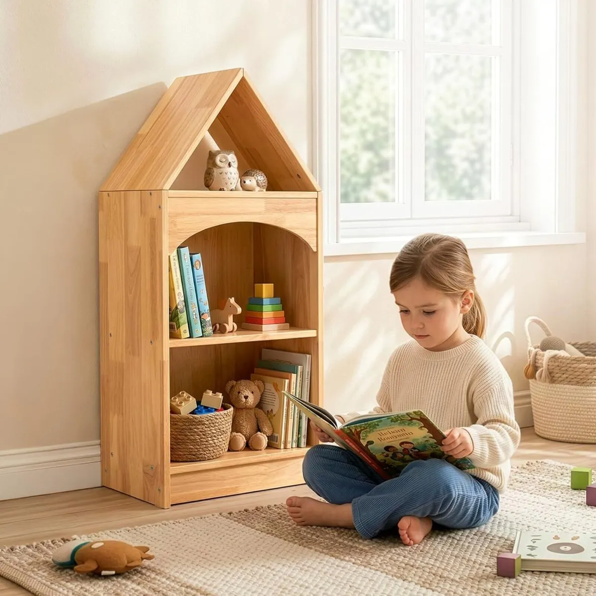 Oook Rubberwood Kids Bookshelf 3-Tier Toy - Image 2