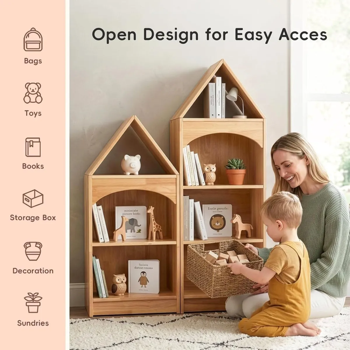 Oook Rubberwood Kids Bookshelf 3-Tier Toy - Image 4