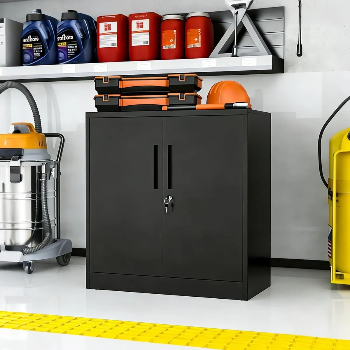 Metal Storage Cabinet with 2 Adjustable Shelves - Image 2