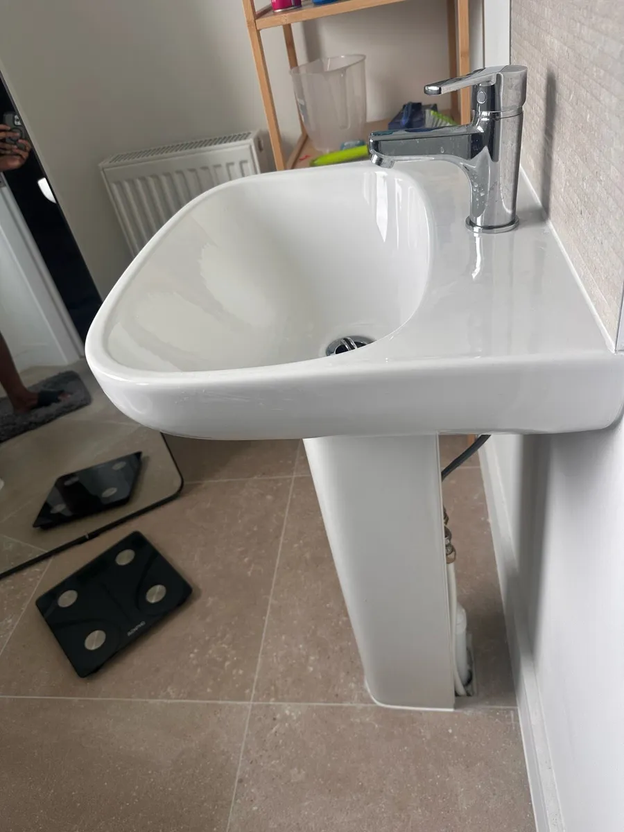 Premium Pedestal Sink/Basin Gloss White 50x43cm - Image 3